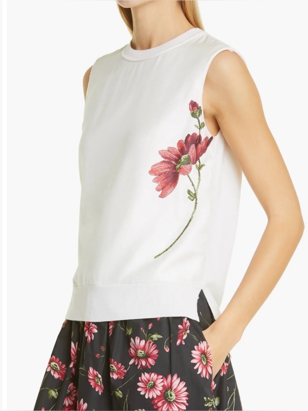 Adam Lippes Floral Print Wool Shell Sleevless Top Sz L NWOT